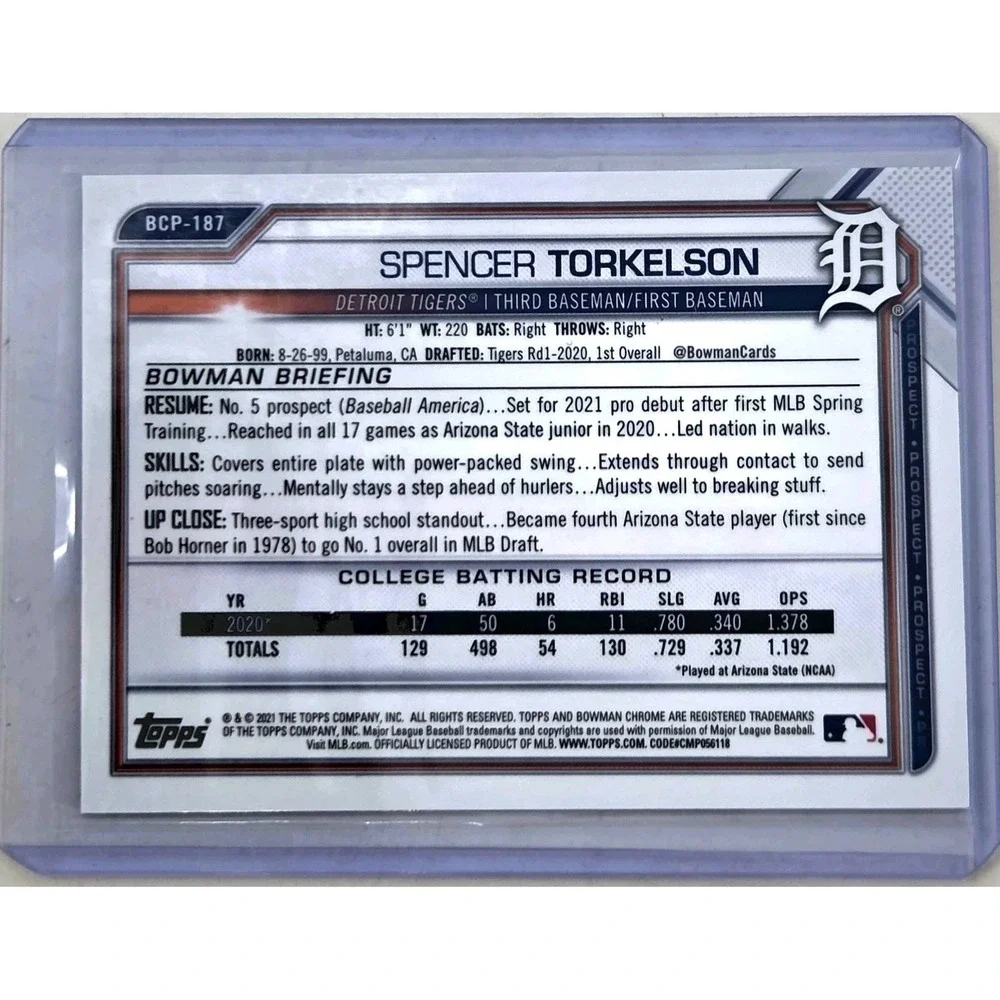 Spencer Torkelson 2022 Bowman Chrome Sapphire Purple SP /25 RC Detroit Tigers